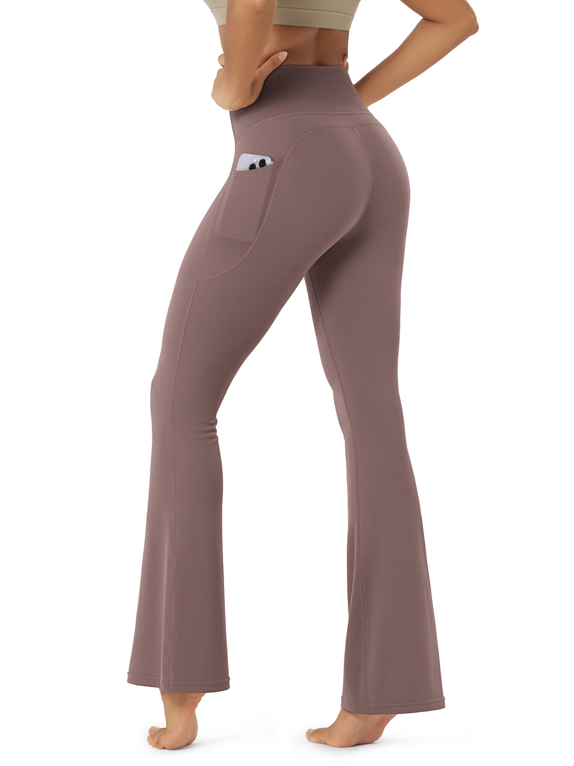 ODODOS Cloud Feeling Flared Pants with Pocket for Women High Waist Casual Bootcut Yoga Pants, 30"/32" Inseam