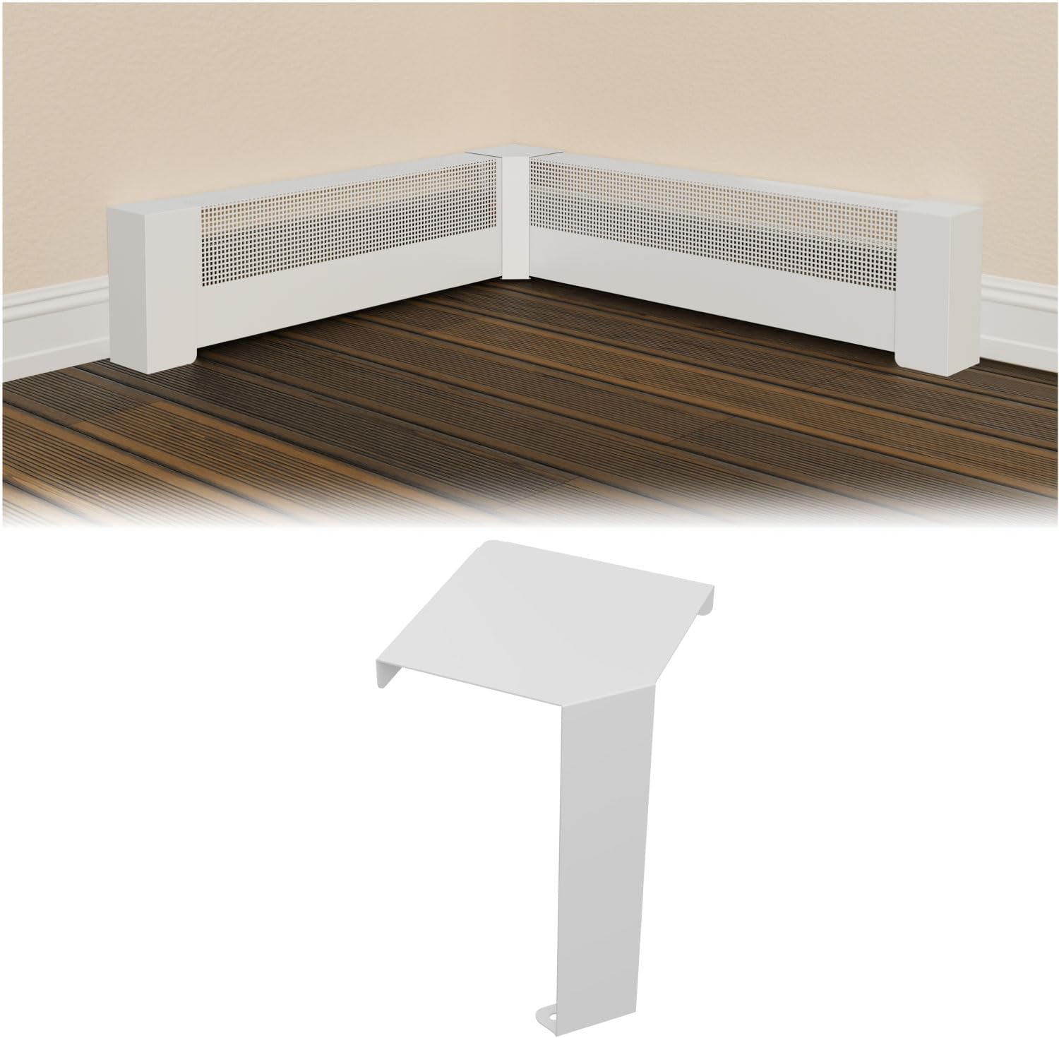 3ft Galvanized Steel Baseboard Heater Cover with Left and Right End Caps, High Quality Easy Installation Electric Baseboard Cover for Bathroom and Hydronic Home Heating Systems, BHC3