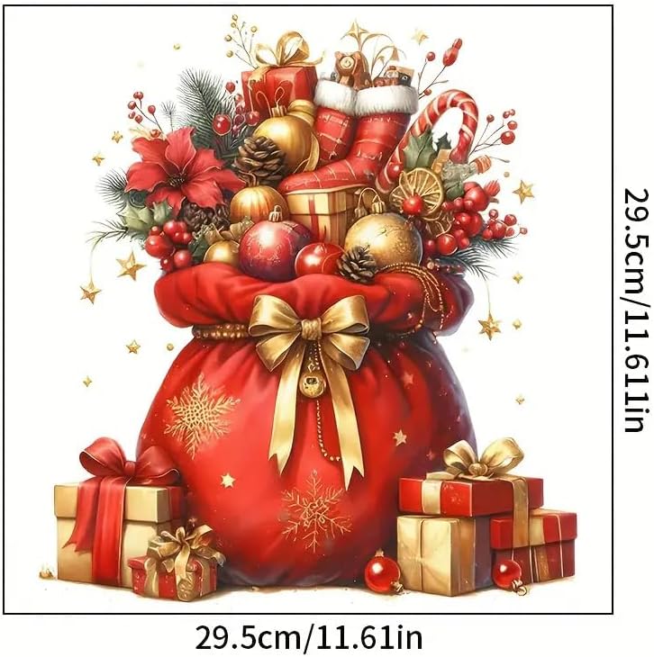 Merry Christmas Bow Snata Gift Bag Toilet Cover Sticker Decals,Spring Flower Leaf Butterfly Waterproof Toilet Lid Tank Seat Decals Cistern Self-Adhesive Bathroom Wall Sticker