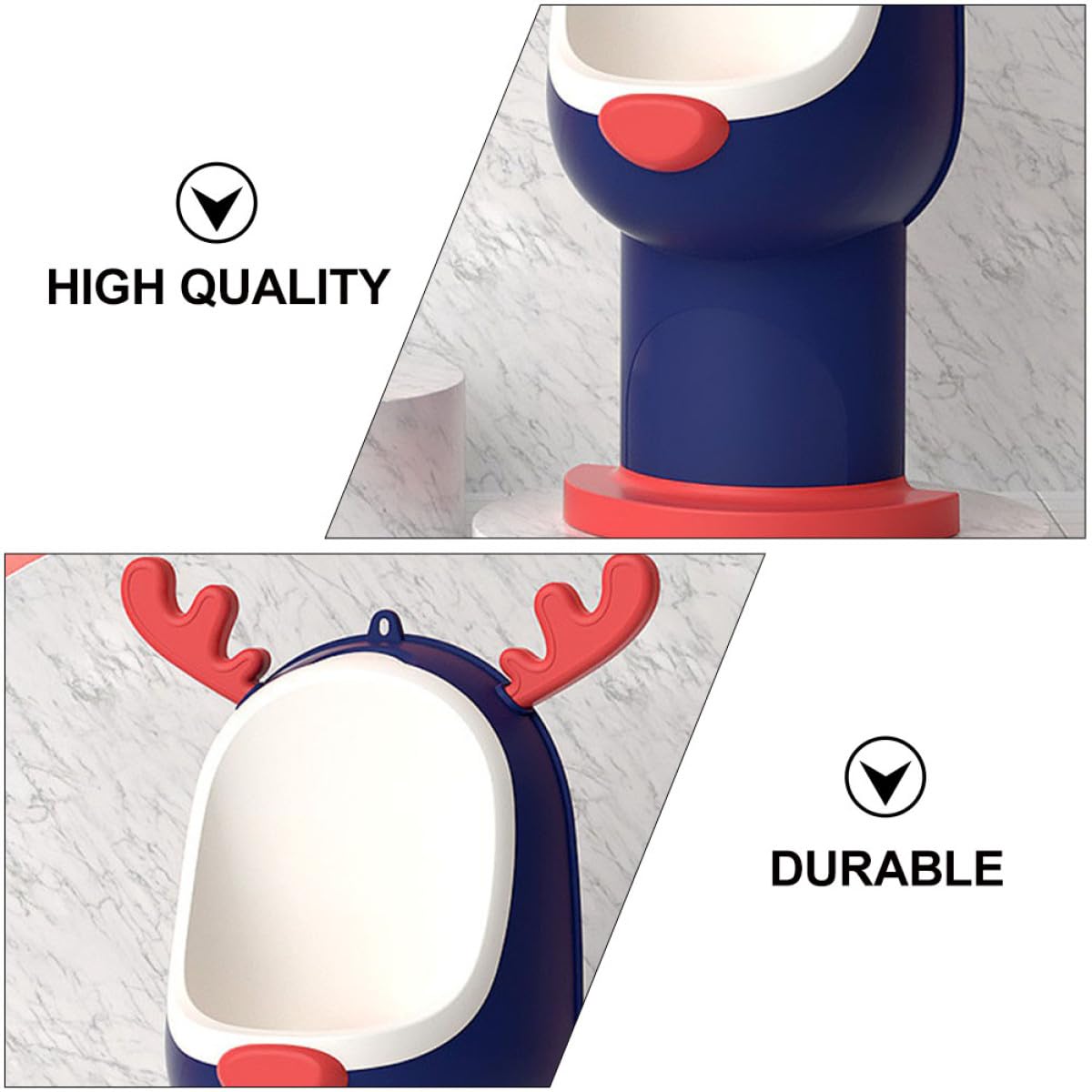 YARNOW Wall-Mounted Boys Urinal Potty Training Toilet, Blue Cartoon Elk Design, Standing Potty with Urinal Groove for Boys’ Pee Training at Home and Nursery