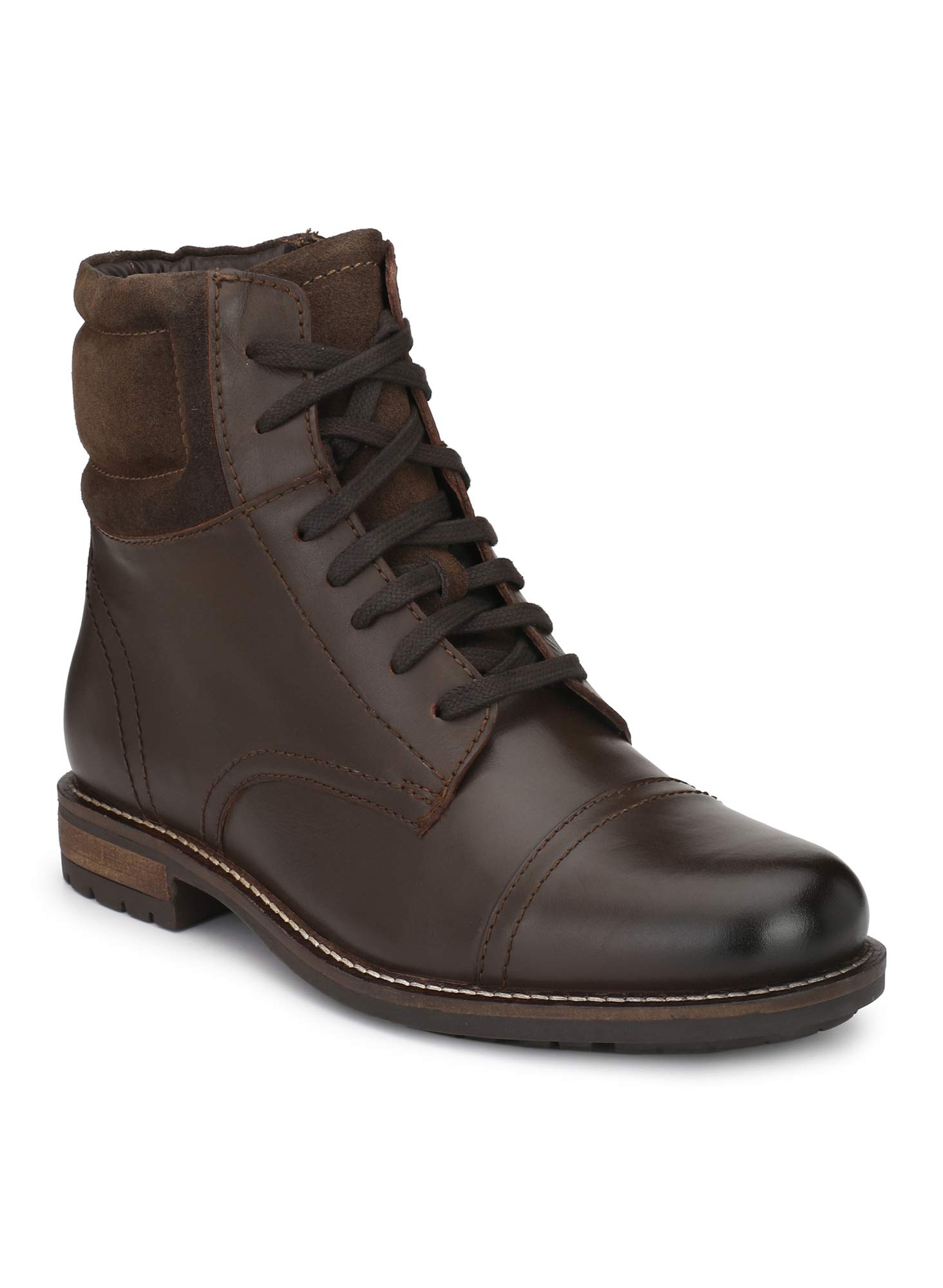 Delize Brown Tan Genuine Leather High Ankle Boots For Men