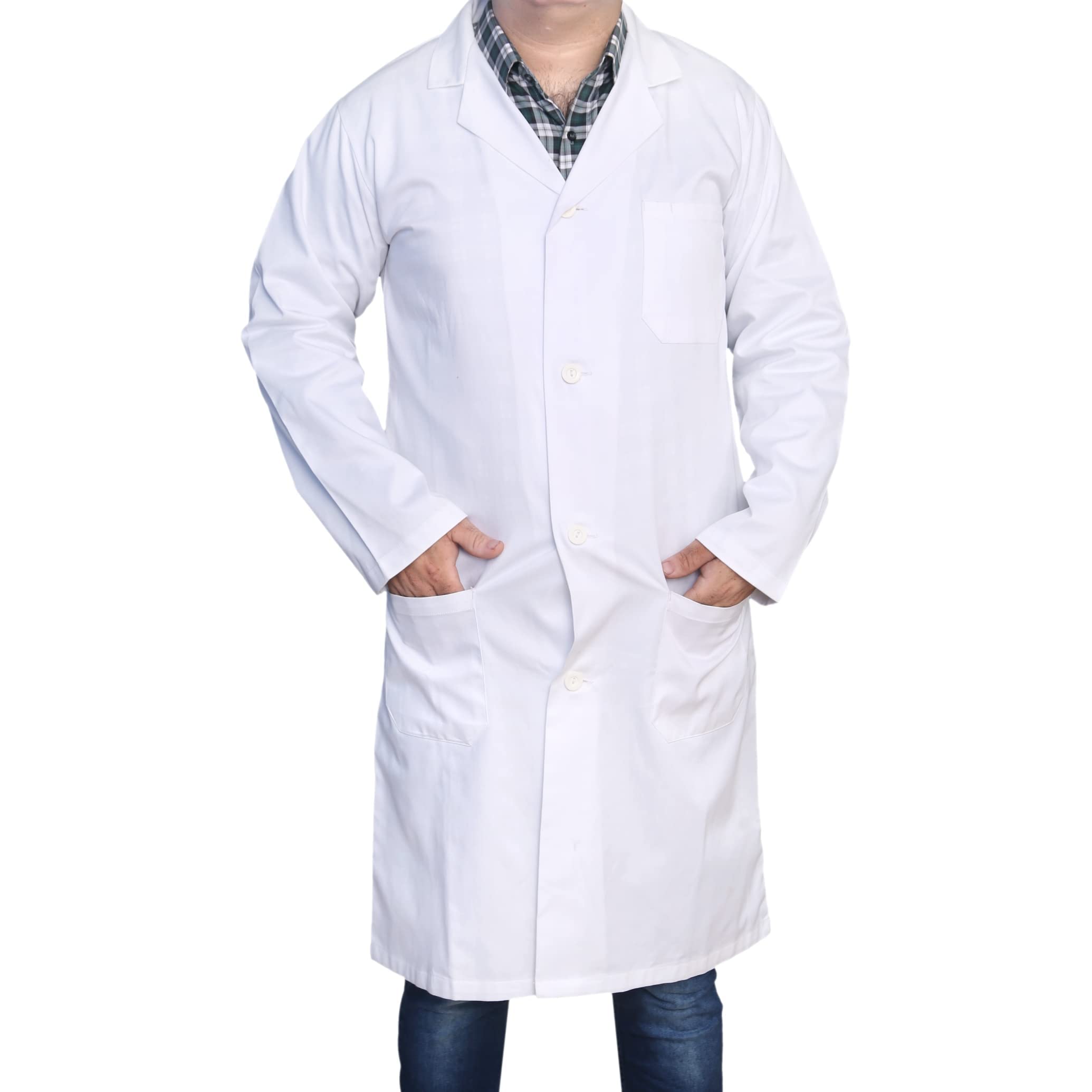 DR Uniforms By DR Instruments DR201-L Unisex Lab Coat, 60% Cotton, 40% Polyester, Sanforized to Prevent Shrinking, White, Size L