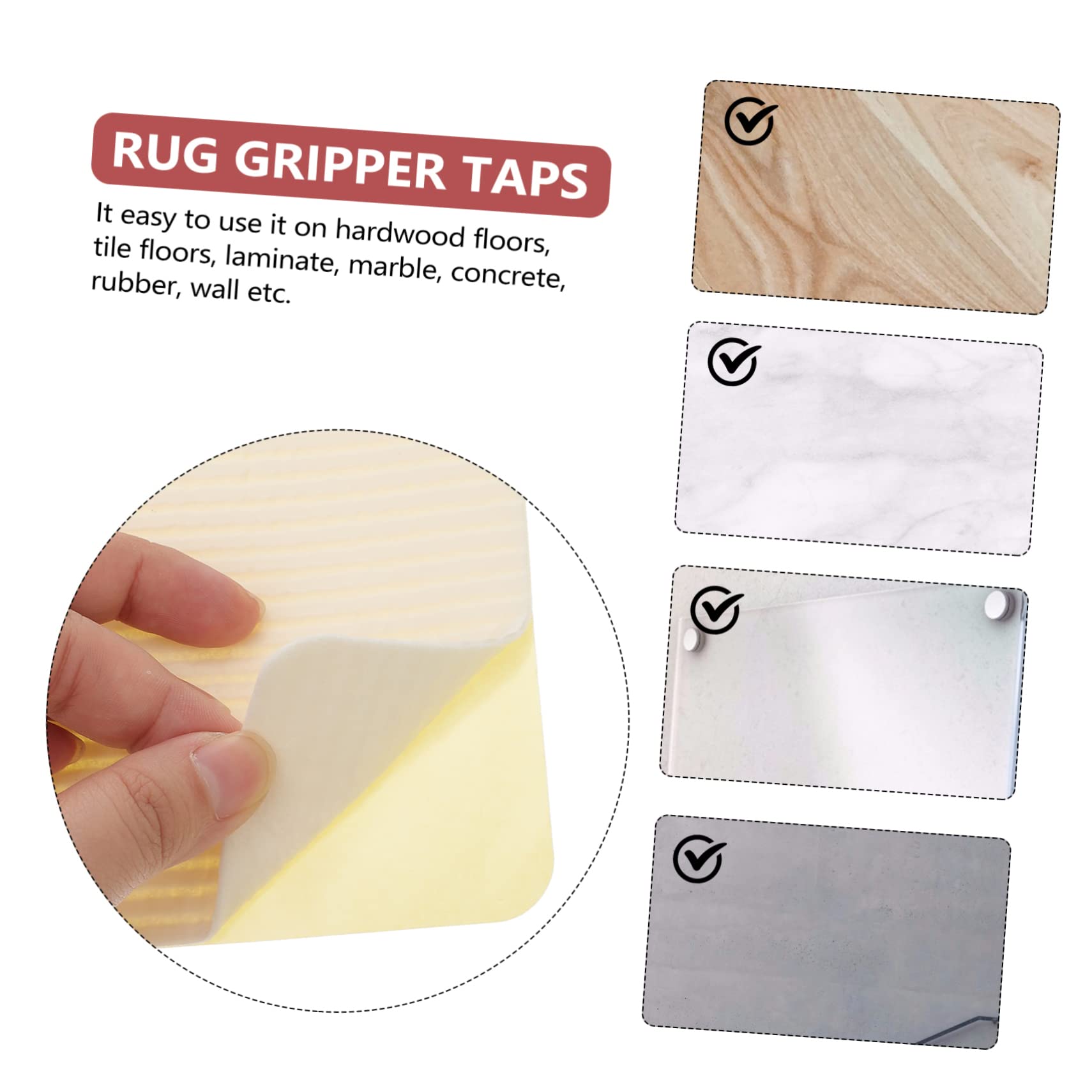 Amosfun 20pièces Grippers Antidérapants Autocollants pour Tapis Stoppe Glissement Et Curling pour Tapis Intérieurs Et Extérieurs