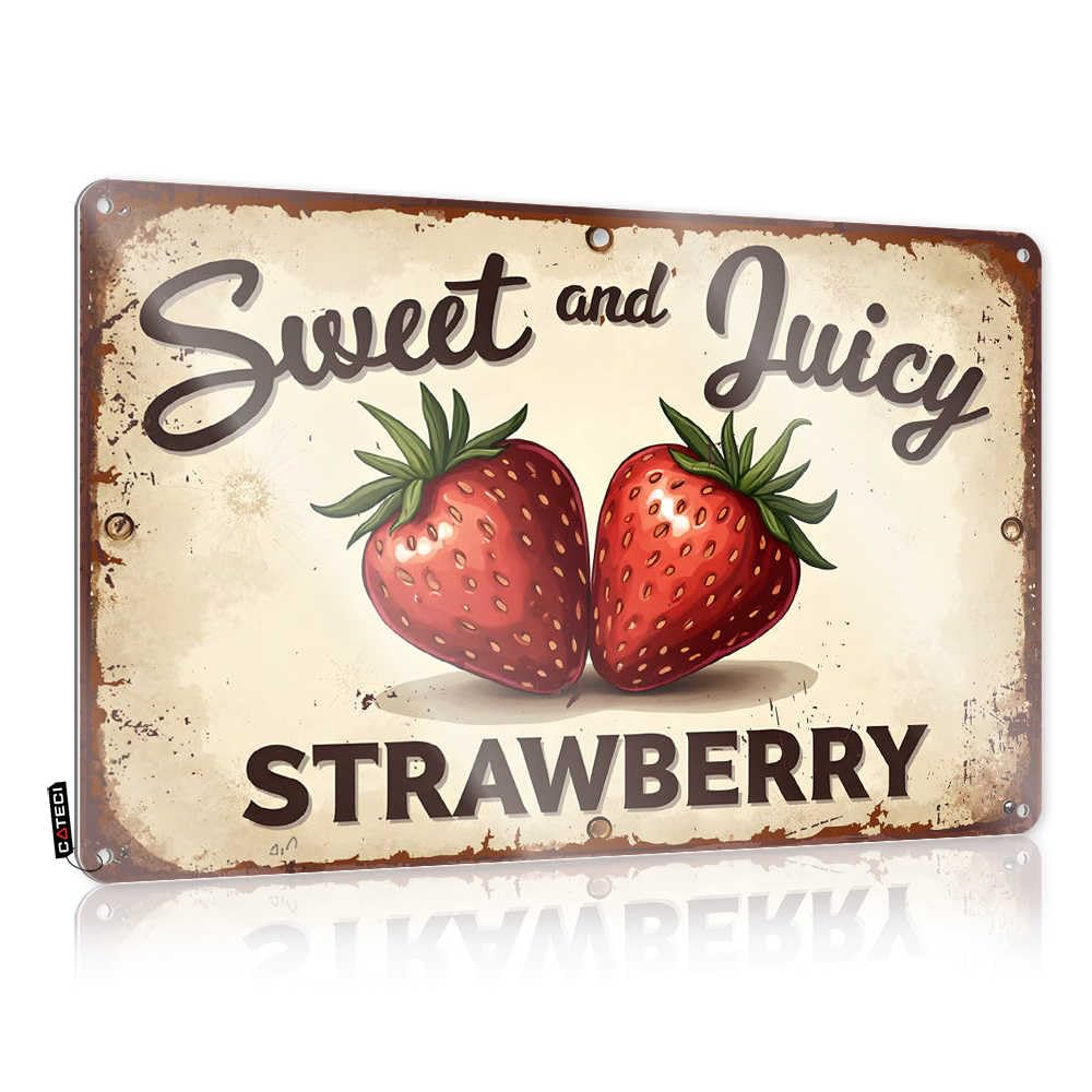 Fzfn Men's Colour Balcony Decor, Retro Wall Art Man Cave Bar Custom Sweet And Juicy Strawberry Signage | Rustic Distressed Wall Art(20X30cm)