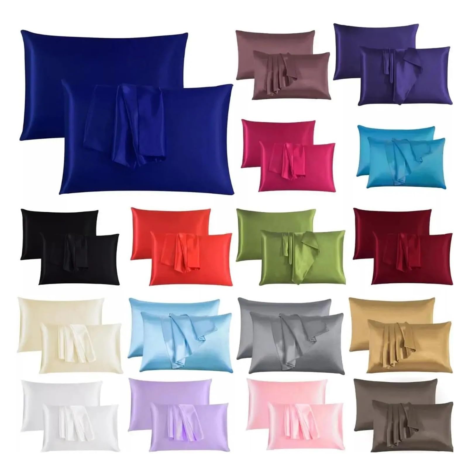 2 Fundas de Almohada Tipo sobre Piel Pelo Seda Satinada 50x75cm