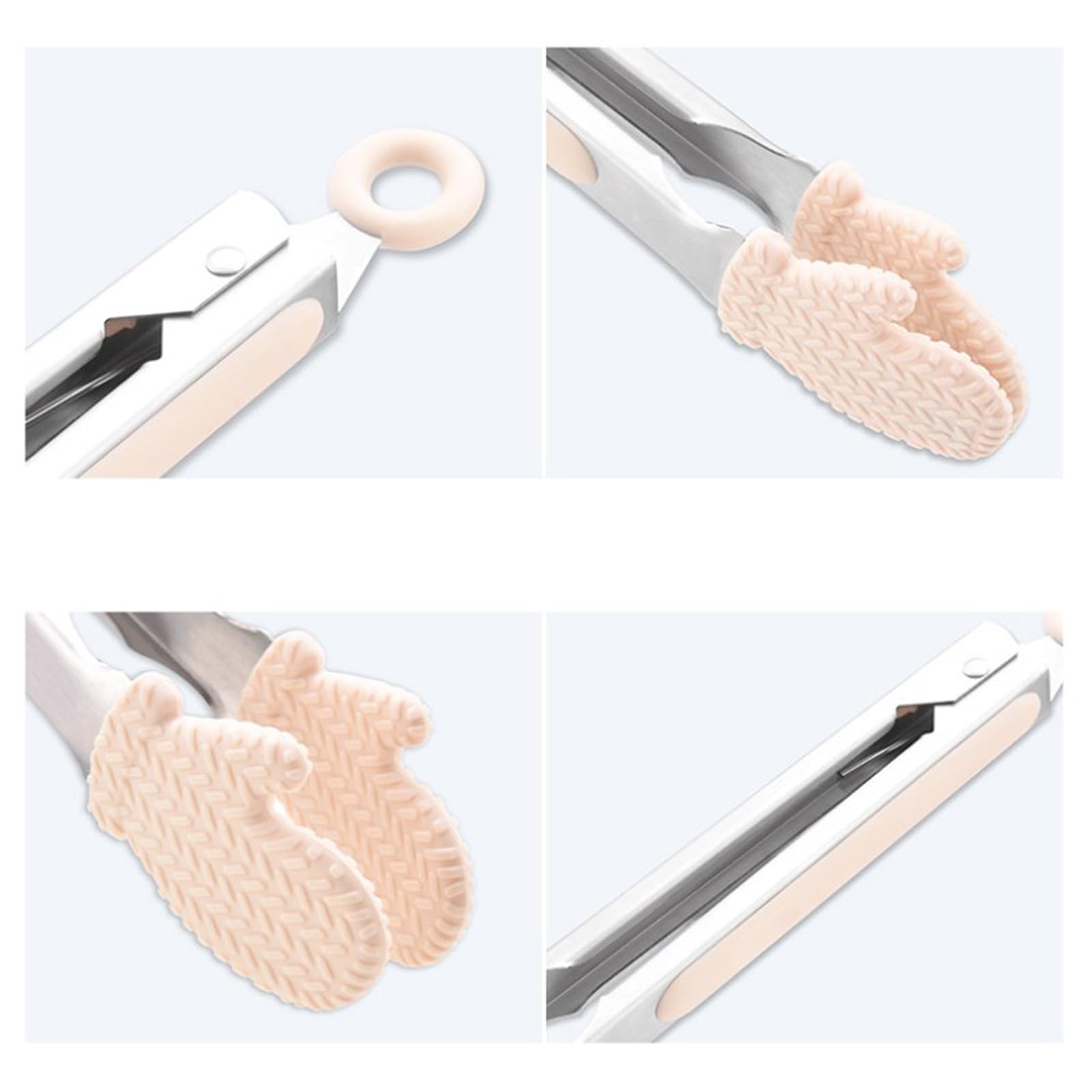 keukentang, kooktang met siliconen punten en roestvrijstalen handgreep, hittebestendige tang met antiaanbaklaag voor koken, buffet, salade serveren (Rood,23cm