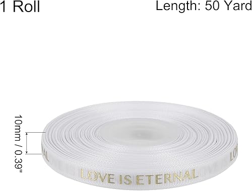 Miniatura 2 de MECCANIXITY Cinta de satén de 38 de pulgada delgada de 50 yardas de San Valentín, cintas de grogrén personalizadas, color blanco para envolver