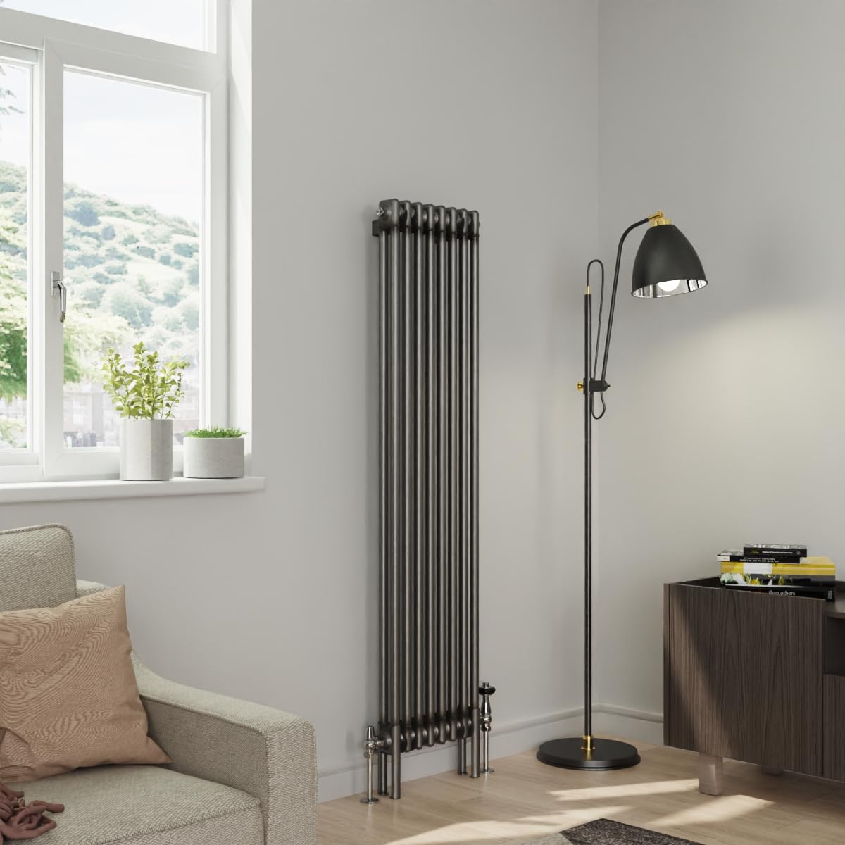 Warmehaus Raw Metal 1500X380mm Traditional Vertical Radiator Double Column Cast Iron Style Panel Radiator Central Heating