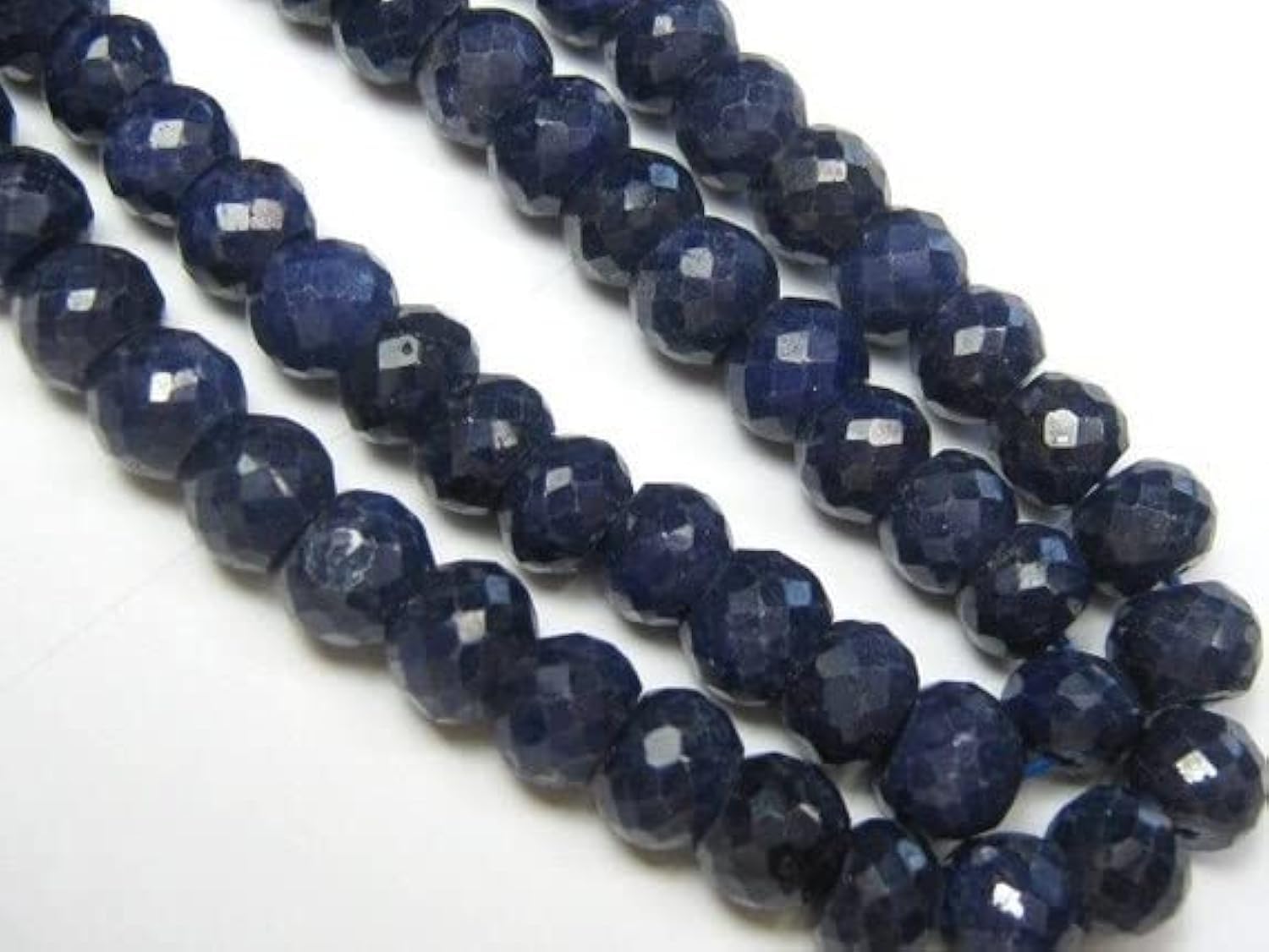 Saphir perle en rondelle facettée de grande taille 7mm avec fil de 8 pouces pour joailliers