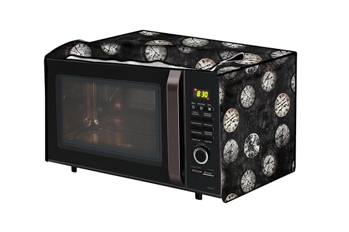 The Furnishing Tree PVC Waterproof Microwave Oven Cover Compatible for Bajaj 20 L Grill 2005 ETB Analog Pattern Black