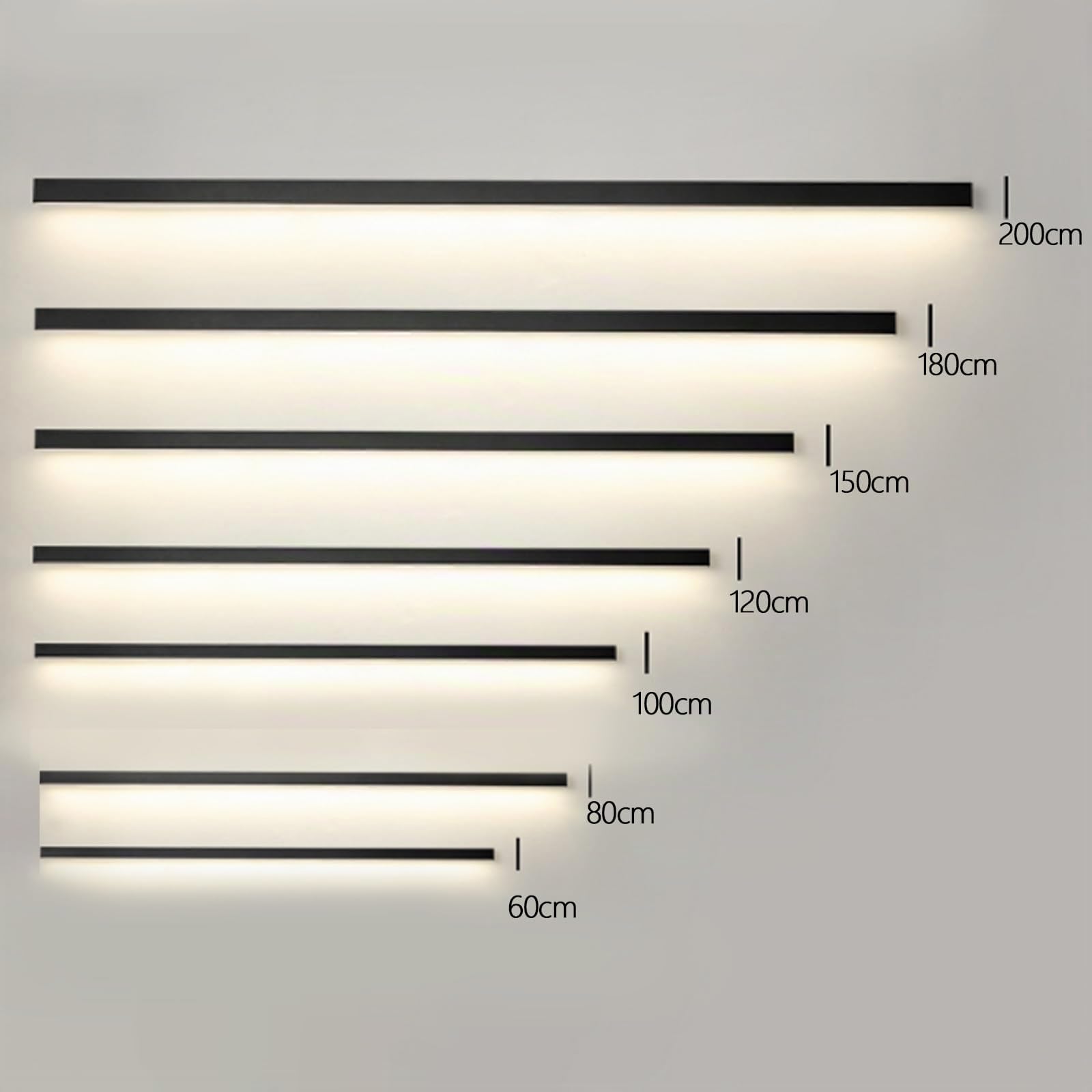 LED Esterno Lungo Applique da Parete Impermeabile IP65 Luce da Parete Alluminio Minimalista Rettangolare Design Lampada da Parete Nero/Bianco Moderno per Portico Interno (Bianco Luce Calda,60cm)
