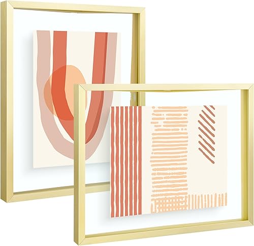 Vista 155 de Frametory, Marco de fotos flotante de 16 x 20 pulgadas, marco de fotos de metal, cristal real, para montaje en pared o mesa (negro, paquete de 2)