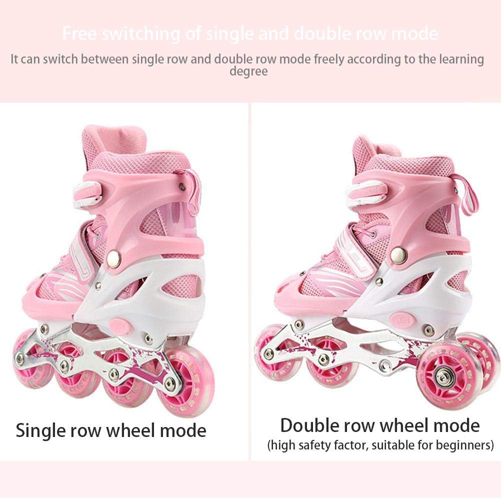2 in 1 Roller Skates 4 Size Adjustable Roller Skates for Kids and Adults Outdoor Flashing Wheel Skates