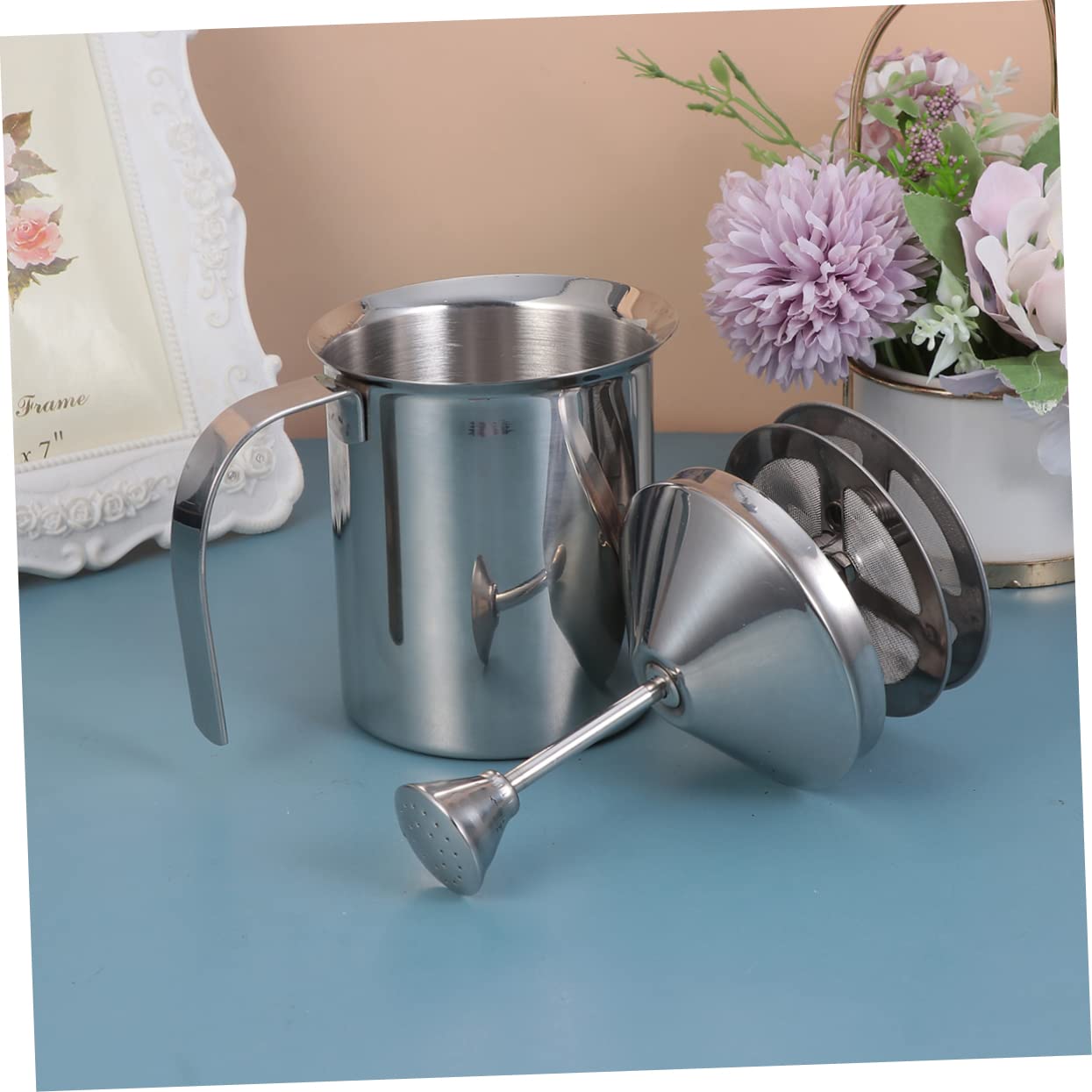 Cabilock 800Cc Espumador De Leche Manual Inoxidable Doble Capa Para Leche Casa o Cafeterías