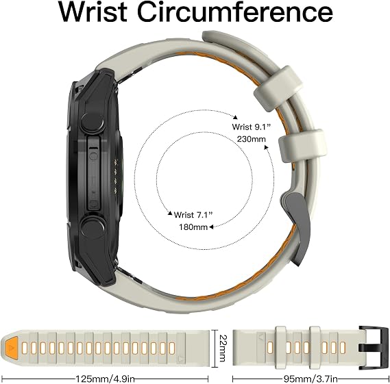 OVERSTEP Strap for Garmin Fenix 8 47mm, Soft Silicone Replacement Band for Fenix 5, 6, 7, Epix Pro 47mm, Quatix 5, Approach S62