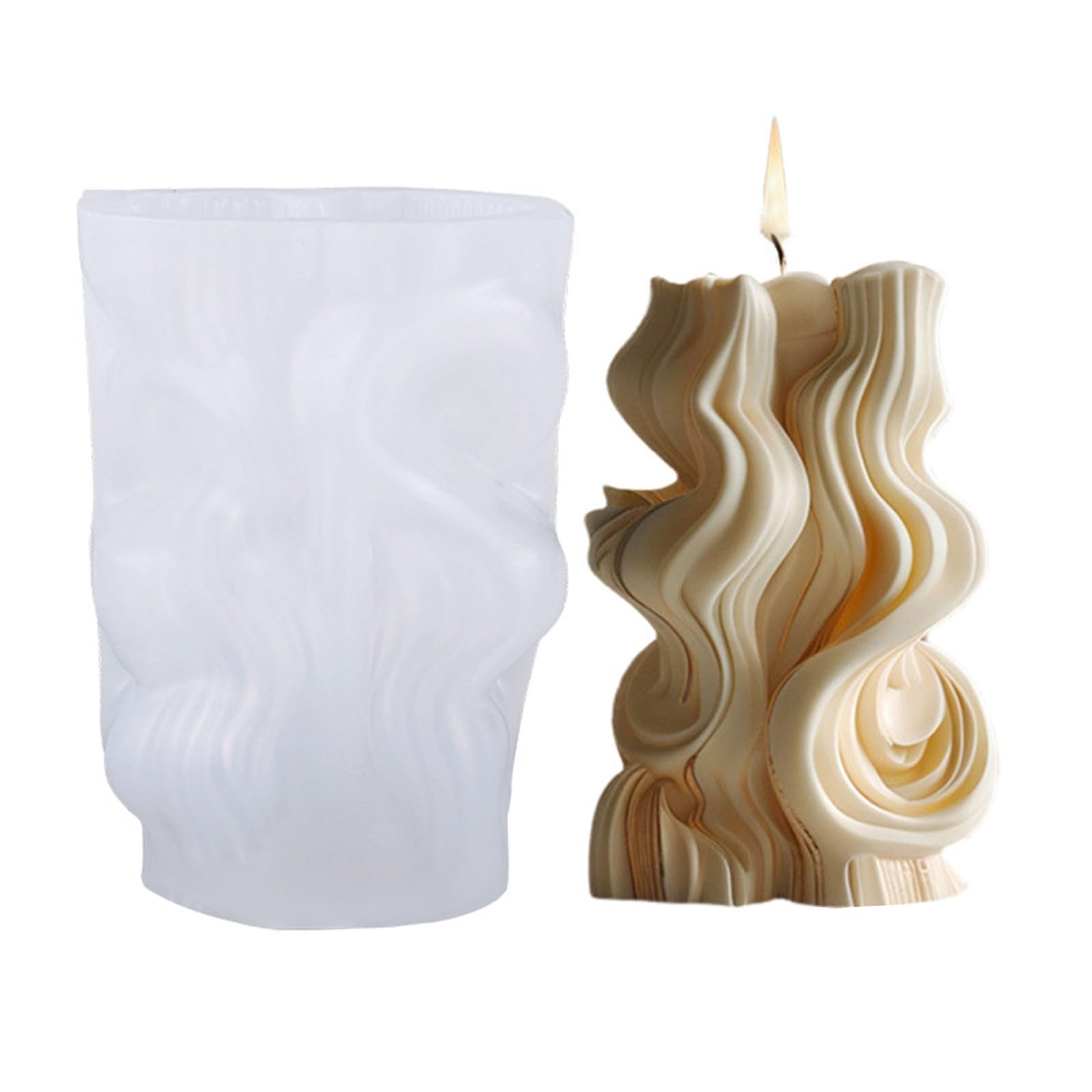 NEWFT 1 Flower Silicone Waved Pillar Casting Epoxy Resin Plaster Molds Plasters Molds