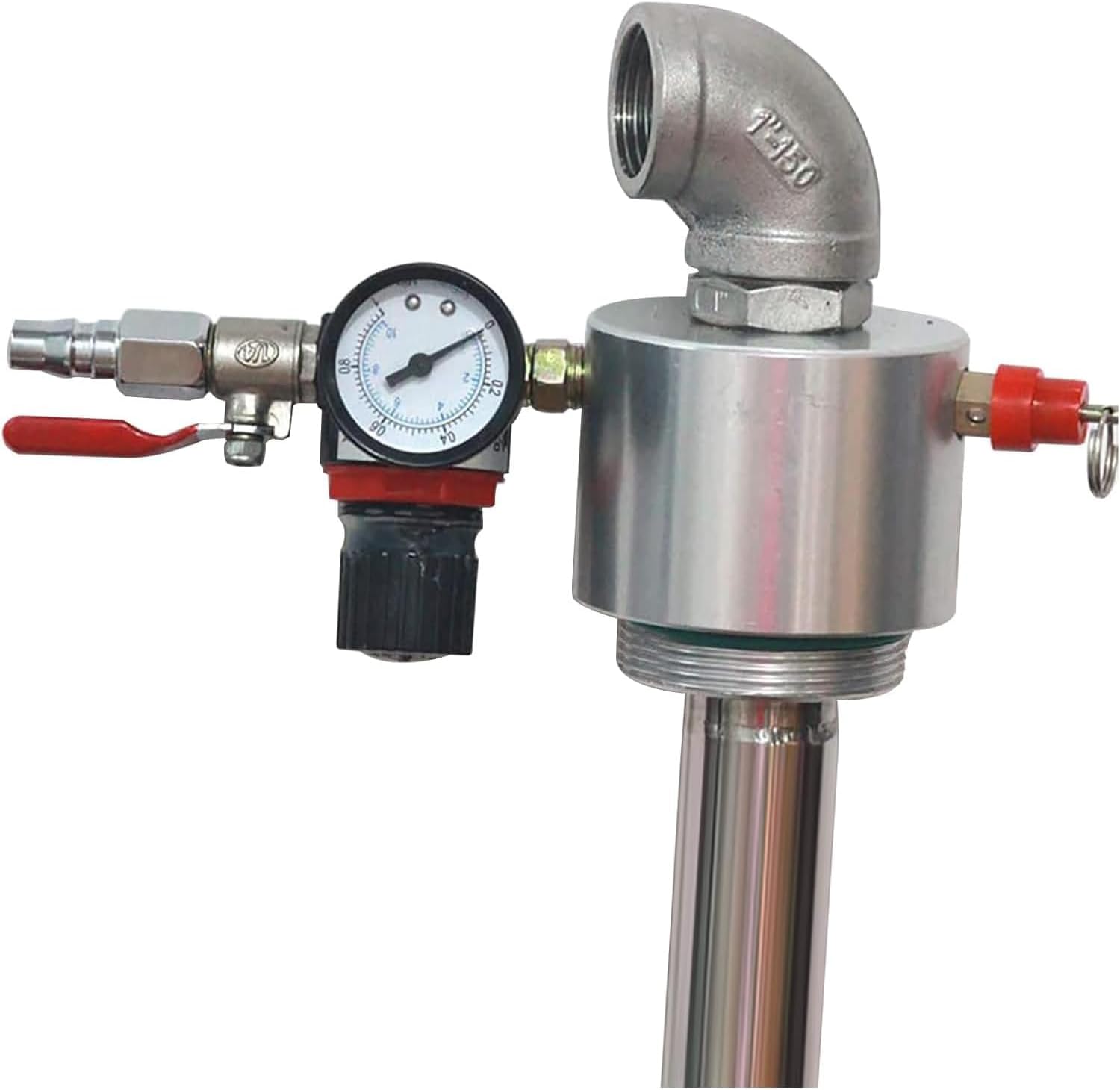 Drum Air Operated Oil Transfer Pump, Stainless Steel Pneumatic Barrel Pump, with Air Pressure Gauge and Safety Valve, low Noise, Can Transport Diesel, Engine Oil and Other Conventional Liquids