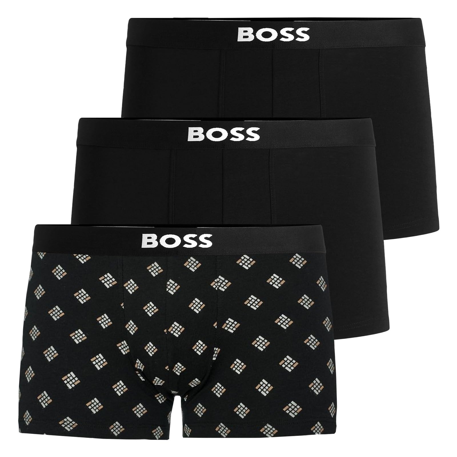 BOSS Herren Trunk 3P ONE D Dreierpack Boxershorts aus Stretch-Baumwolle mit Logos