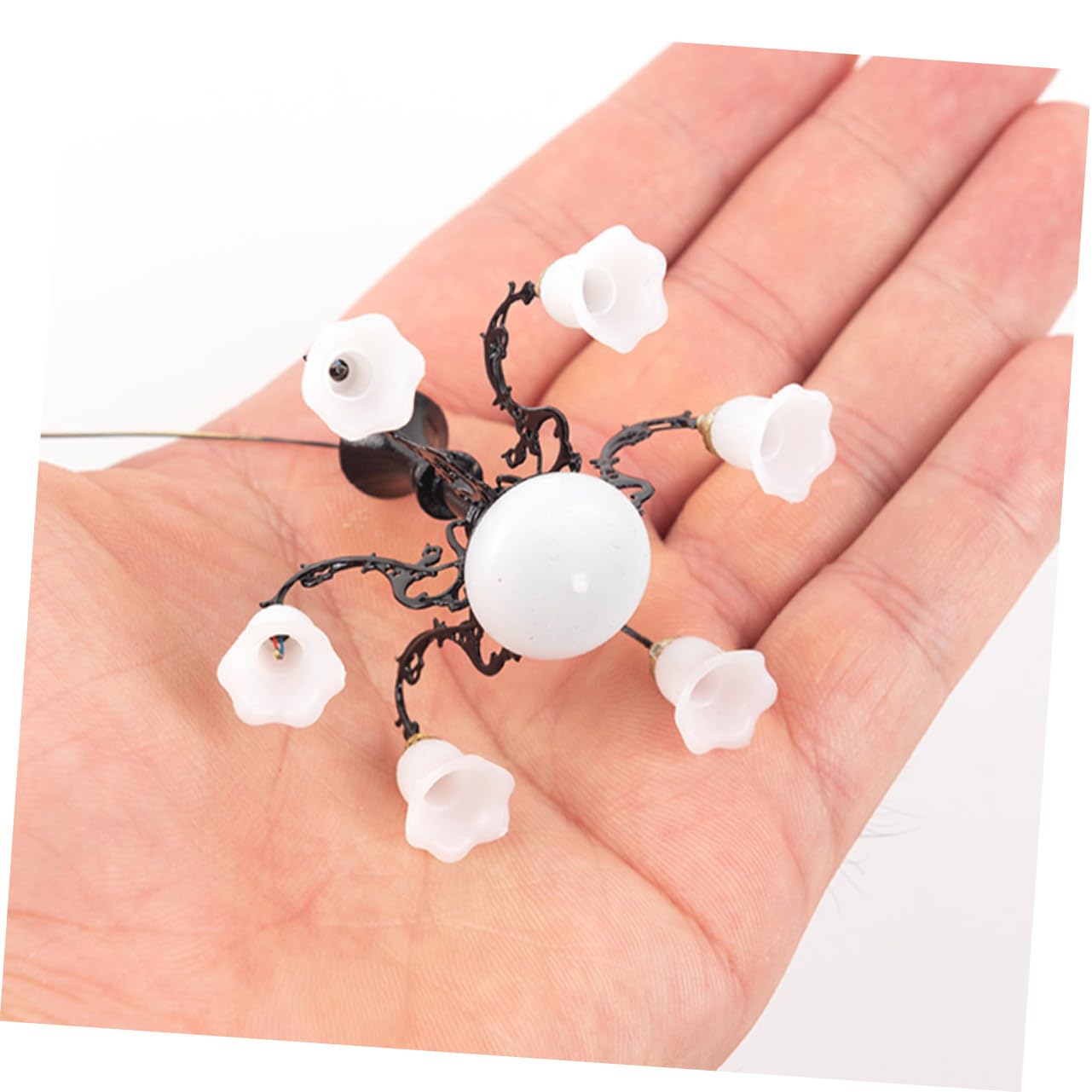 Lámpara de Araña y Abs Diseño Mini para Casa de Muñecas en Miniatura Decoración Metálica Adecuado para Escenas de Vida en Miniatura y Decoración de Habitación