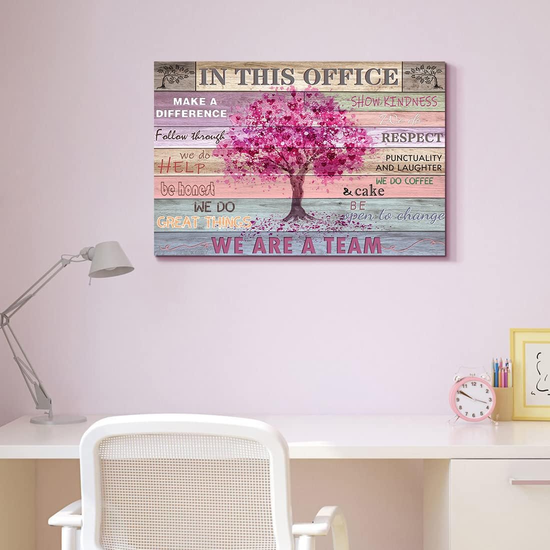 Pink Inspirational Wall Art for Office Women Motivational Quotes Phrases Poster Rustic Heart Tree Pictures Framed Wall Art Décor Contemporary Home Workspace Desk Decorations Gifts for Women 16x24inch image 3