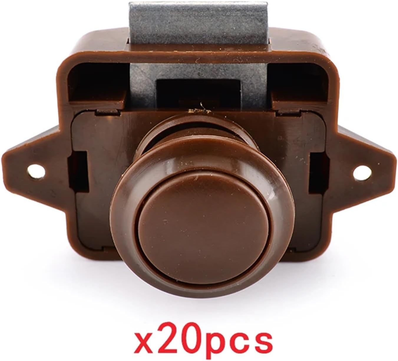 Camper Car Lock 20mm Push Lock for RV Yacht Furniture Door Hardware Cabinet Drawer Locks Handles Kids Lock 20Pcs(Big-Brown)