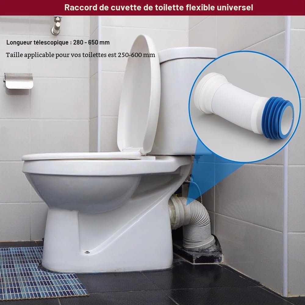 Connecteur Universel De Tuyau D'Évacuation Des Toilettes, Longue Durée, Joint Fiable, Connecteur Flexible De Cuvette De Toilette Pour De Nombreux Modèles De Toilettes Ou Des Conduites Complexes, Etc