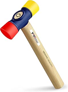 YIYITOOLS 12oz Double Faced Hammer, Double-Sided PU Mallet, High Carbon Steel Head, Hard Hickory Wood Handle, Flooring Installation,Rubber Mallet for Camping Woodworking,Tile Laying,Furniture Assembly