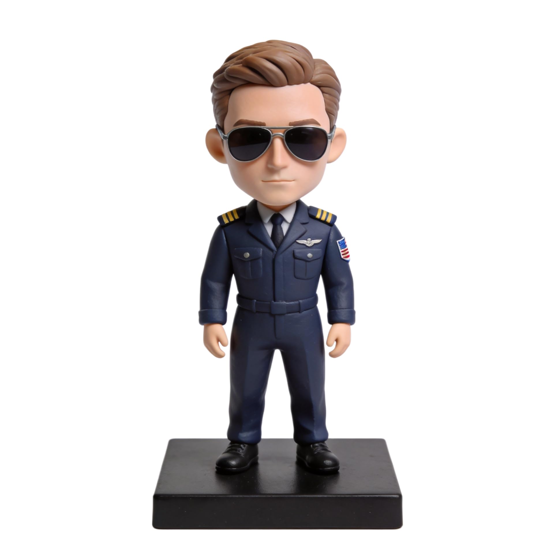 Figurine 3D personnalisée à partir de la photo, Bobbleheads Figurine de pilote de ligne masculine personnalisée Figurine d'aviateur personnalisée Cadeaux d'aviation Souvenirs de pilote