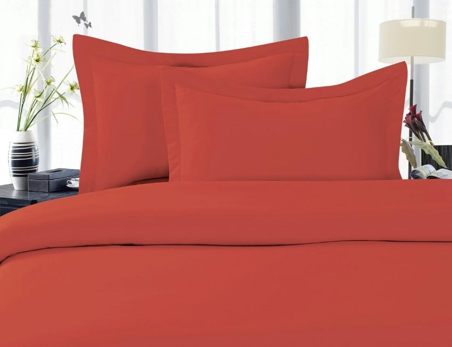 Elegant Comfort 1500 Thread Count Wrinkle Resistant Ultra Soft Luxurious 3-Piece Bed Sheet Set Deep Pocket Up to 16"- Many Size and Colors, Twin/Twin XL Rust/Orange