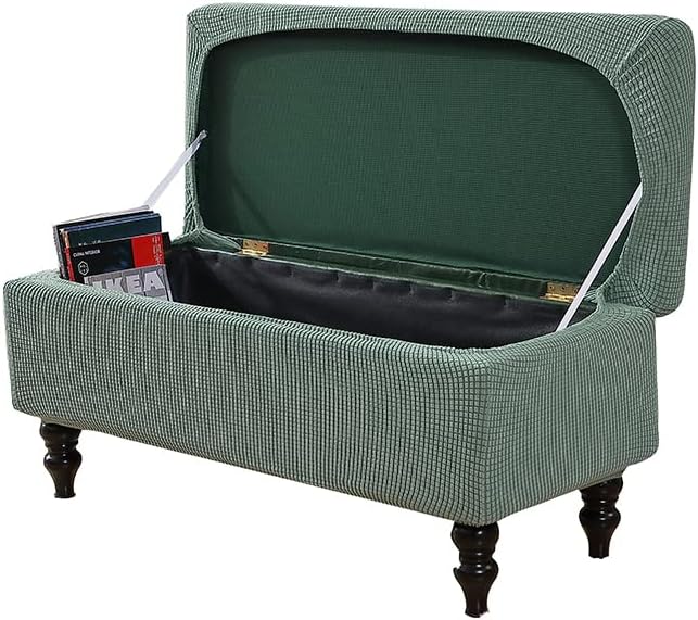 FUANGUI Ottoman Cover Stretch Storage Ottoman Bench Slipcover Jacquard Folding Storage Bench Ottoman Cover Footrest Stool Slipcover Footstool Protector Cover with Elastic Bottom,Medium 33 Medium