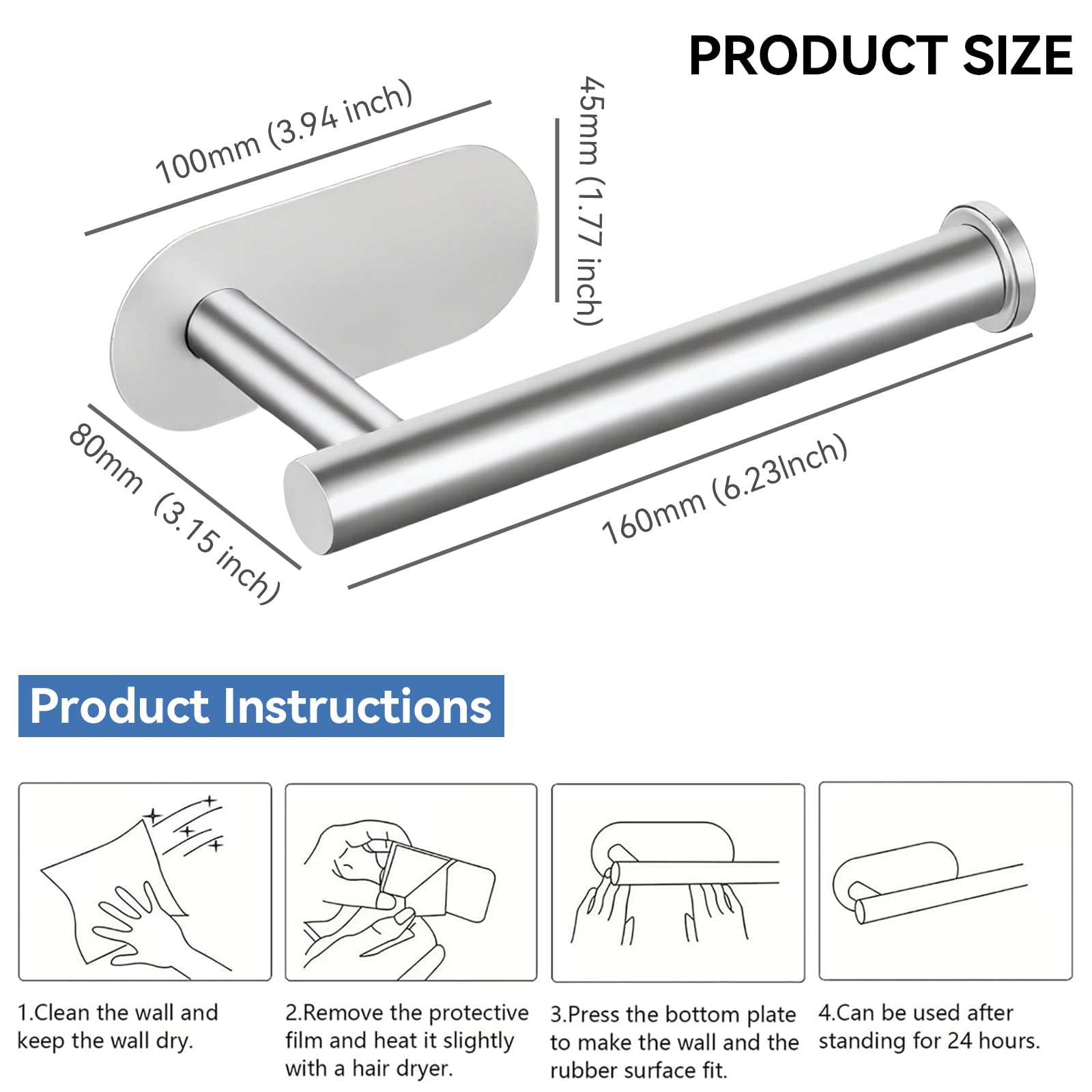 Self Adhesive Toilet Paper Holder - No Drill! -2