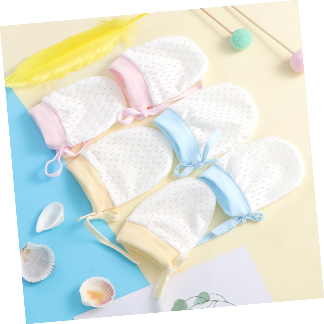 LIOOBO 8-Piece Baby Anti-Scratching Gloves Set for Newborns – Soft Silk Mittens 4 Pairs Face Protection Unisex Infant Gloves