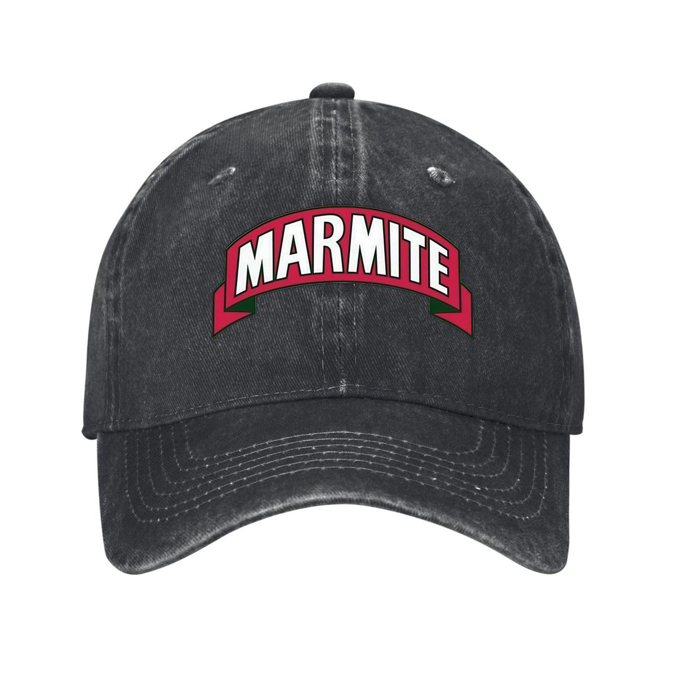Kciutud Marmite Black Washed Denim Baseball Cap Adjustable Vintage Distressed Dad Hat Men Women Retro Soft Cotton Unstructured Breathable Size is: One Size