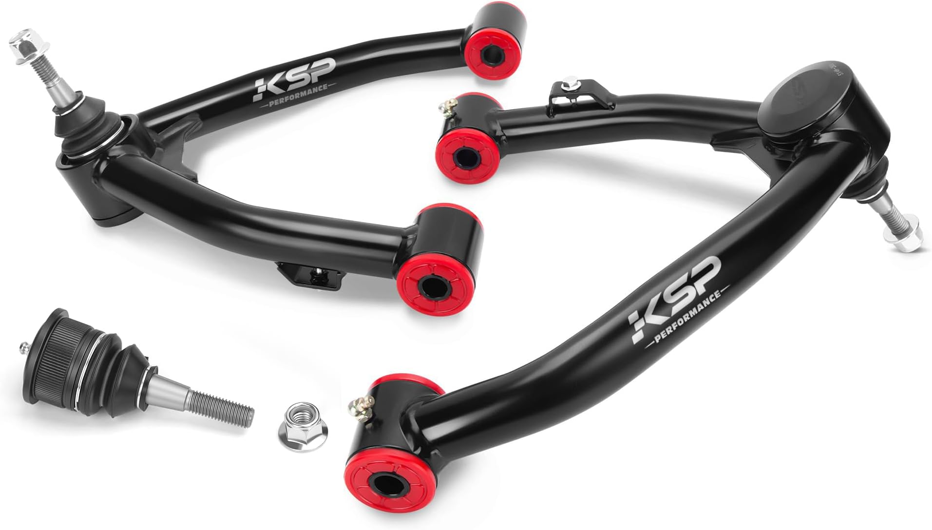 KSP Upper Control Arm 2-4" lift for 07-16 Silverado Avalanche Tahoe, Sierra Yukon 6-Lug 2WD/4WD Factory Cast Steel arms, Tubular Black A-arm