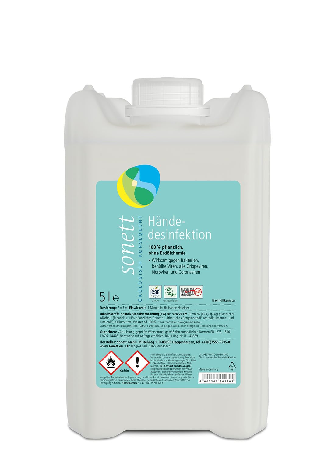 Sonett Händedesinfektion, 5 Liter