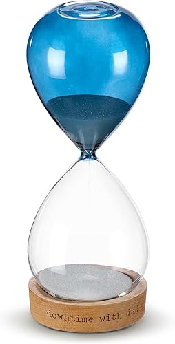 Miniatura 3 de DEMDACO Downtime with Dad Blue 8.5 x 3 Madera de Haya Vidrio y Arena 30 Minutos Temporizador Accesorio de Escritorio