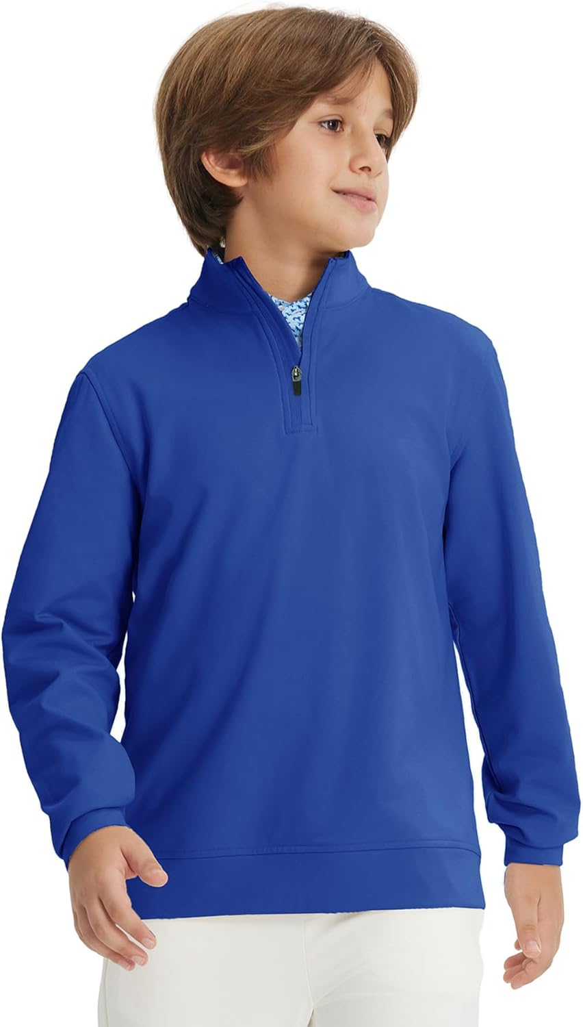 M MAELREG Boys Long Sleeve Quarter Zip Pullover Fleece Warmth Mock Neck Solid Youth Sweatshirt Winter Clothes for Kids - Image 2