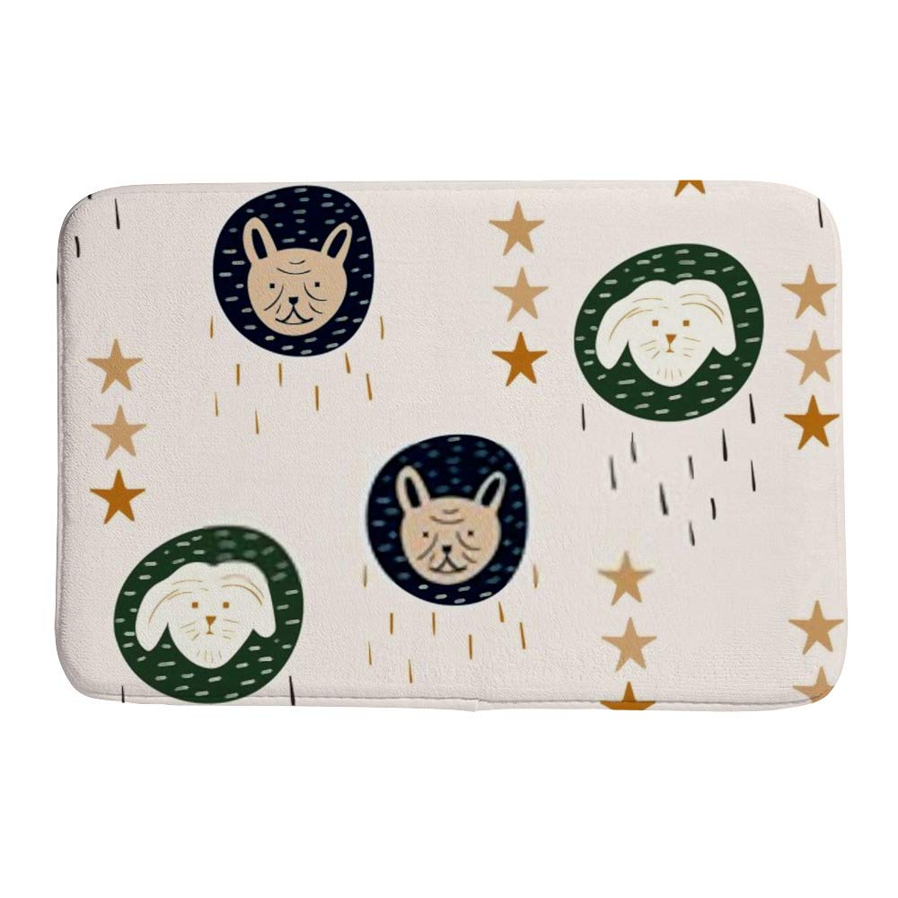 Tapis de bain tête de chien en microfibre corail absorbant de 50x80 cm