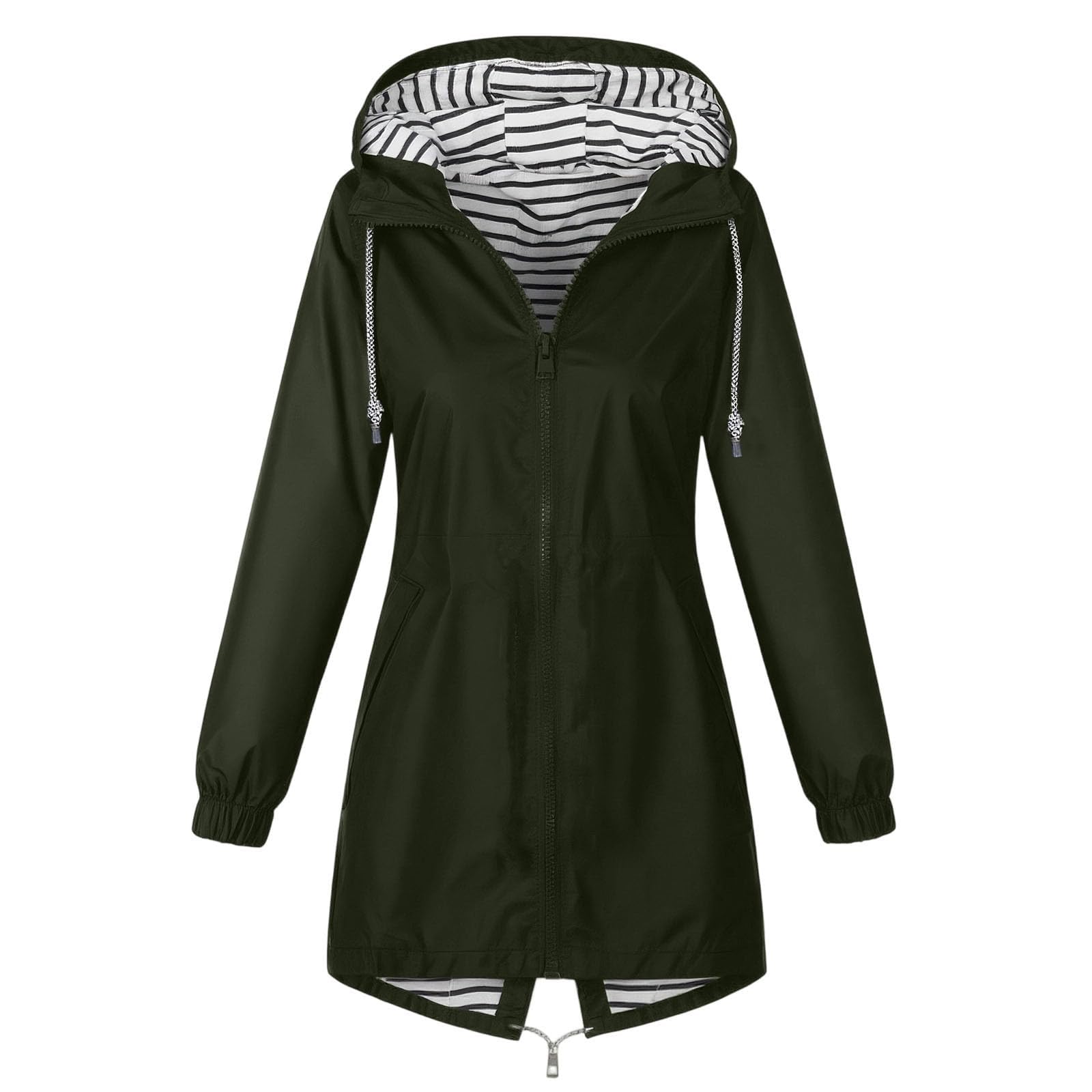Veste imperméable femme avec capuche et poches Manteau coupe vent mi saison pour randonnée et extérieur Imperméable léger pour automne hiver Blouson pluie avec doublure zippée