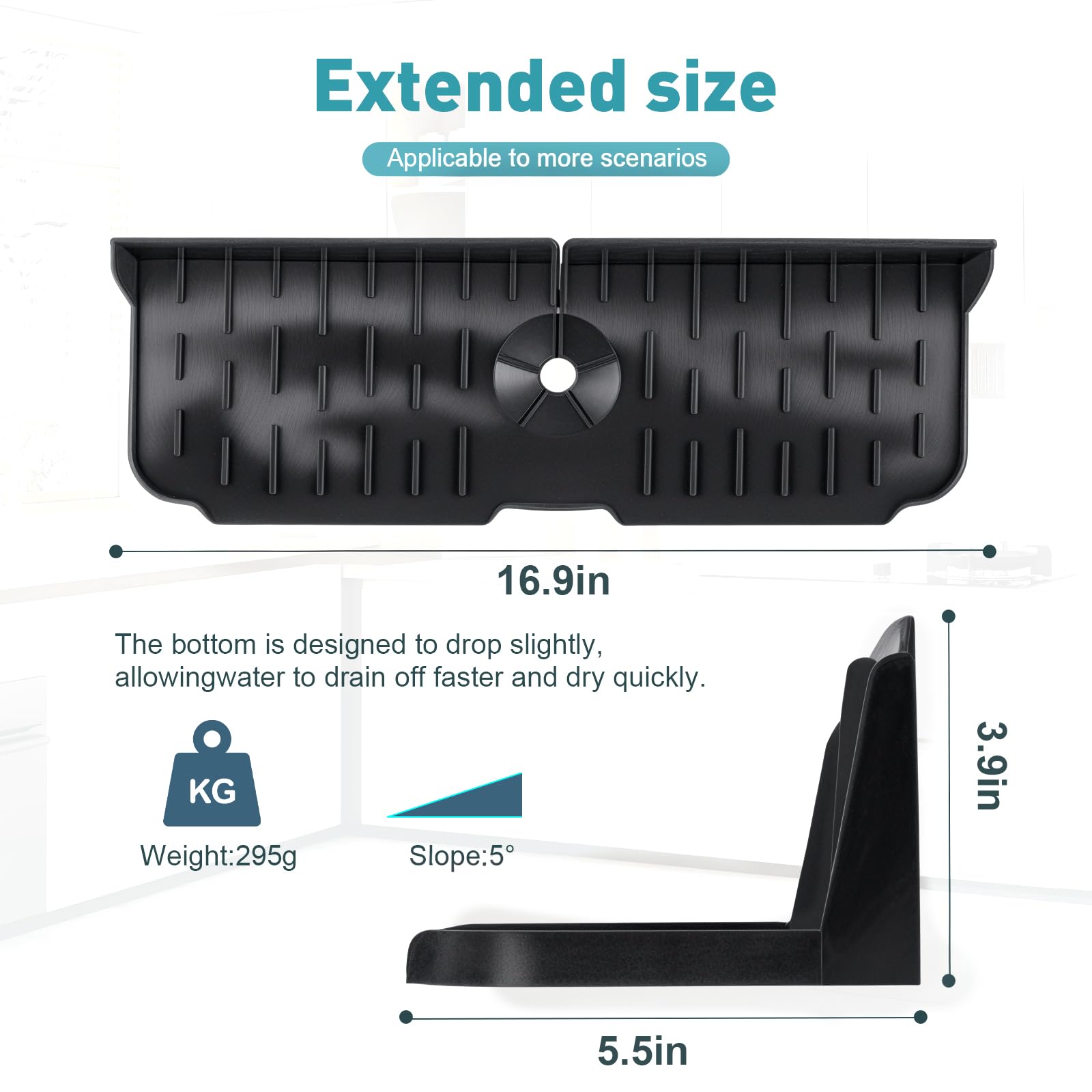 HZHZMOR Silicone Kitchen Sink auto Drain Organizer, Kitchen countertop and Sink Splash Guard.Kitchen Sponge Rack and organizing Shelf?Suitable for Cleaning Tools, dispensers, Bottles, Cups (Gray)