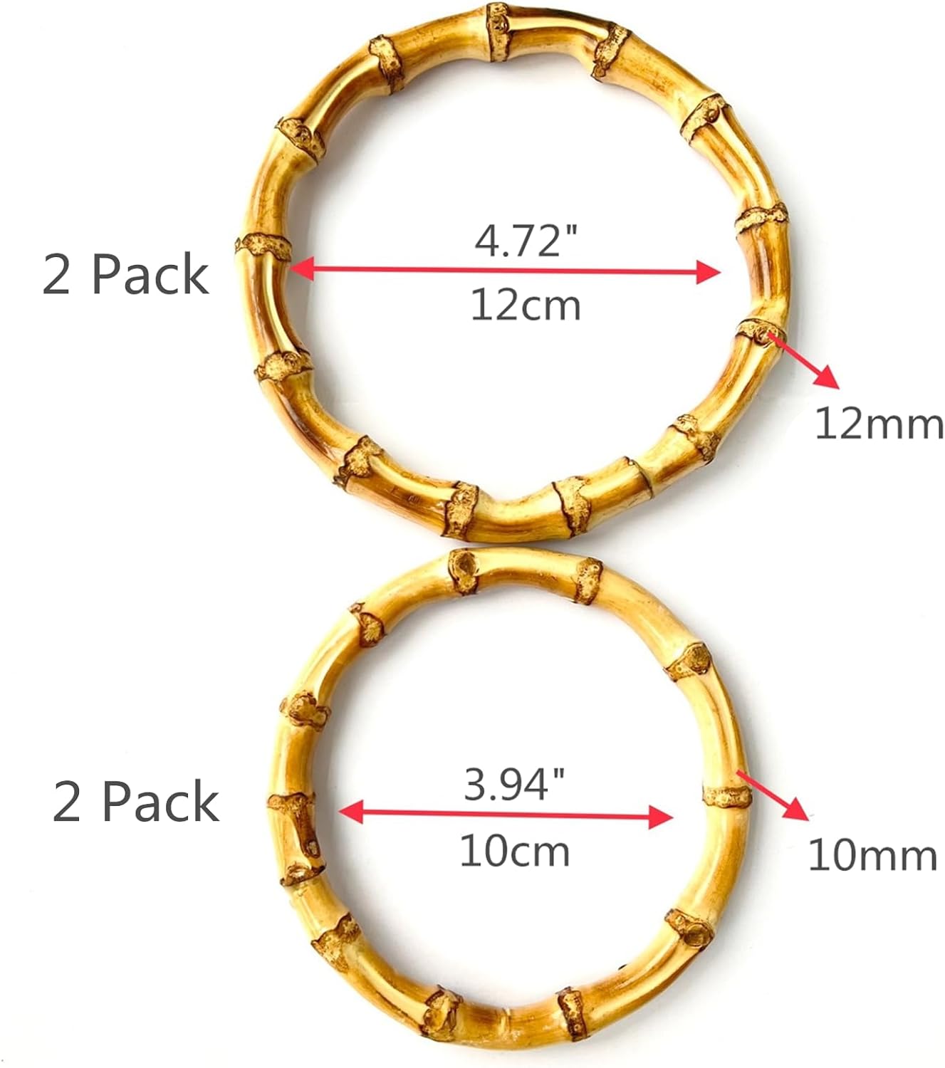 QTMY 4 Pack Round Bamboo Bag Purse Handle for Handbag Tote Bag Purse Making Supplies,01 - Image 2