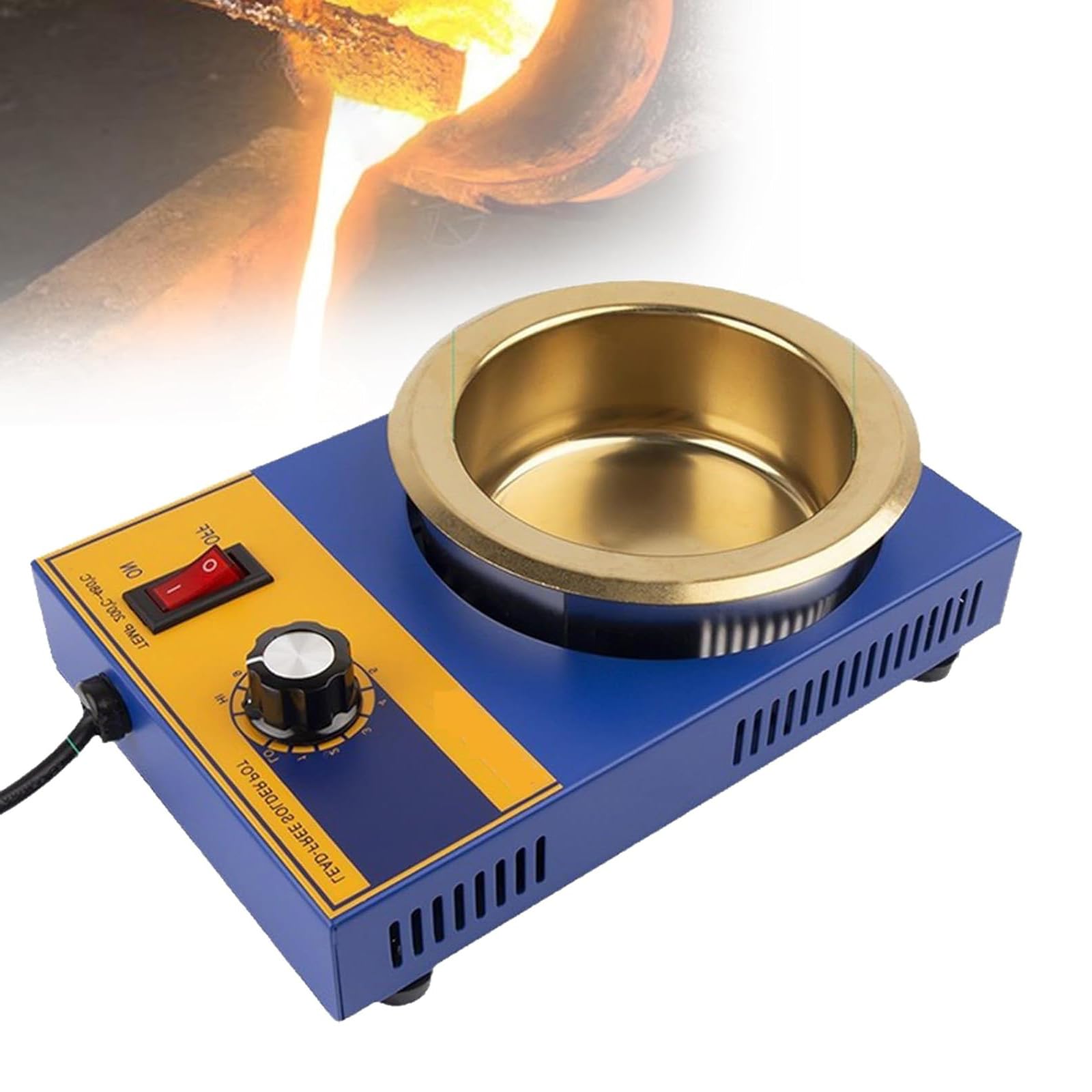 Eoweiot Lead-Free Solder Pot for Electronics, Temperature Adjustable 200-480℃,Efficient Heat Dissipation for Wire Ends Soldering