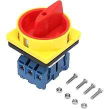 Panel Mount 3-Pole Load Circuit Breaker On/Off Power Selector Switch 25A for Industrial Control Panel Electrical Safety Equipment with Rotary Handle Selector Switch