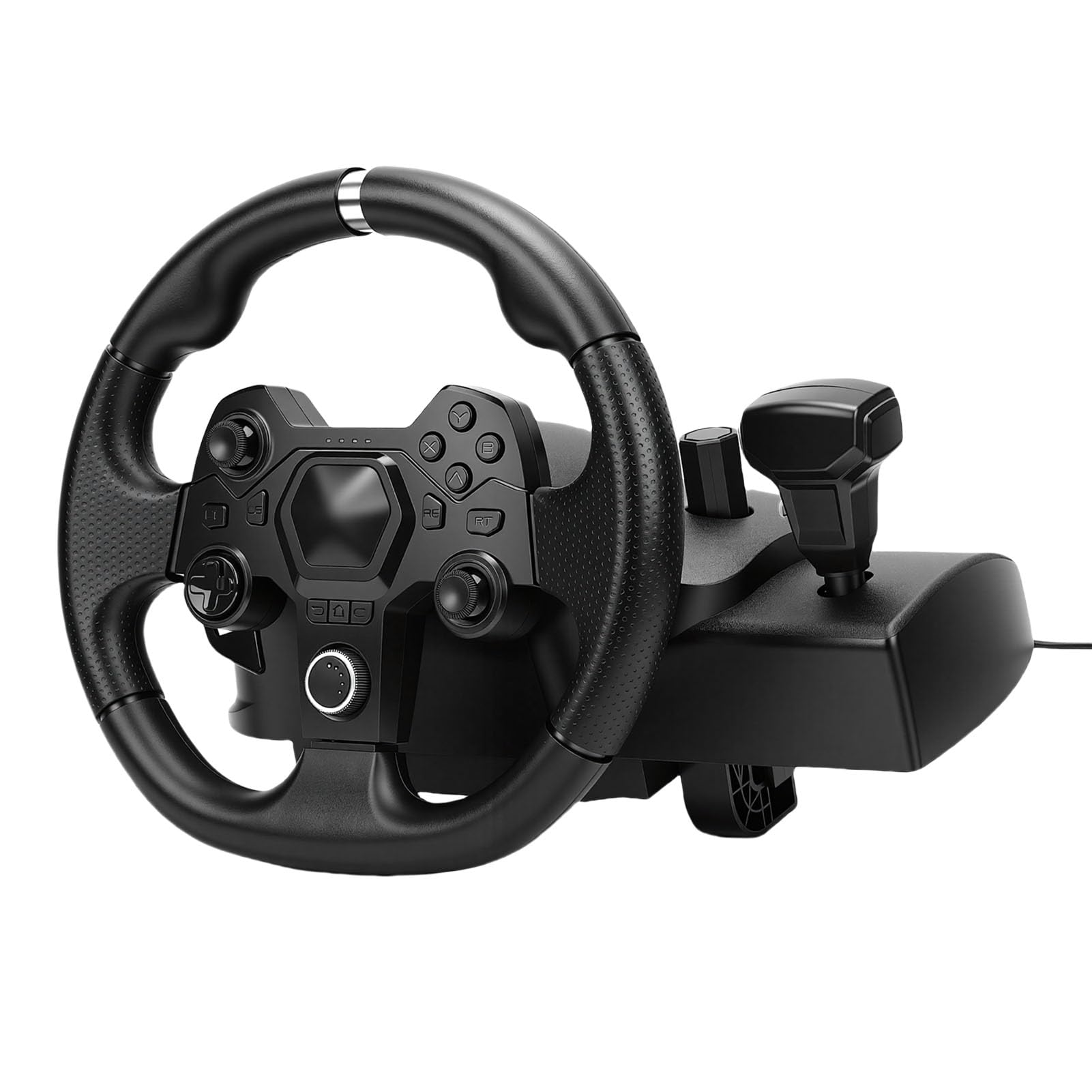 Plyisty Juego de Volante para Videojuegos, Volante de Carreras Driving Force de 11 Pulgadas y Pedales de Suelo, Abrazadera G, Compatible con Consola de Juegos de PC Android