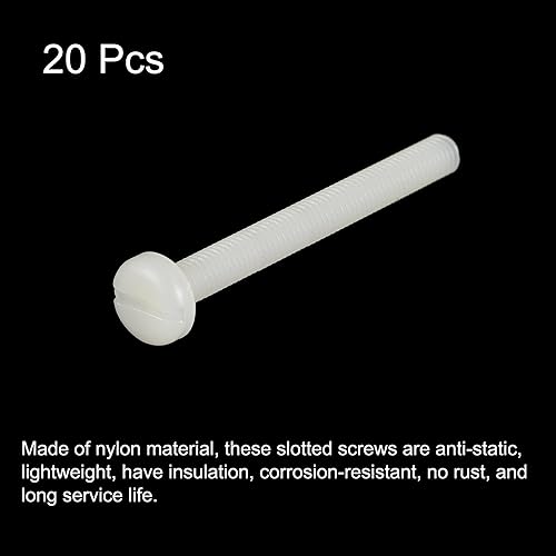Miniatura 3 de uxcell Tornillos de máquina de nailon, M6 x 2.362in, tornillos de cabeza plana ranurados para electrónica, comunicaciones, equipos, 20 unidades