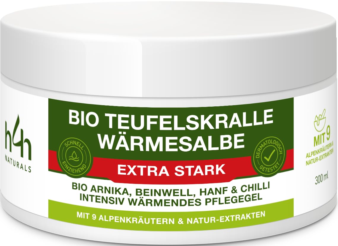 Bio Teufelskralle Wärmesalbe Extra Stark – Wohltuende Wärme für Rücken, Nacken, Knie & Schultern – Mit Hanf, Arnika, Capsaicin & 7 Pflanzenextrakten – 200ml Vegan & Tierversuchsfrei