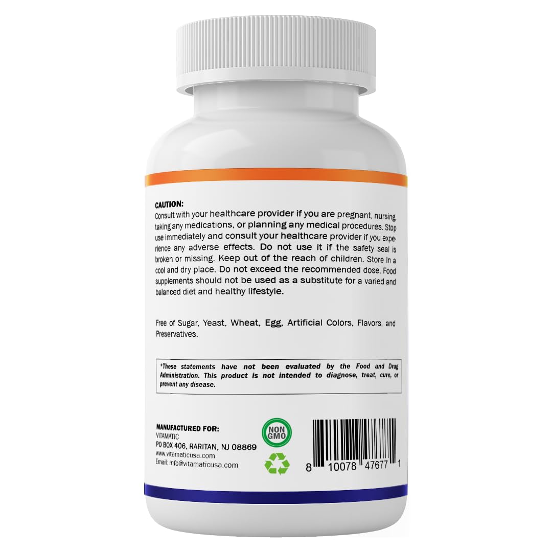 Vitamatic Vegan B12 1000 mcg - Methyl B12 with Folic Acid, Vitamin B6, Spirulina, Beet Root, Broccoli & Brown Rice - Supports Healthy Mood, Energy, Heart & Eye Health - 180 Capsules — Amazon image 9