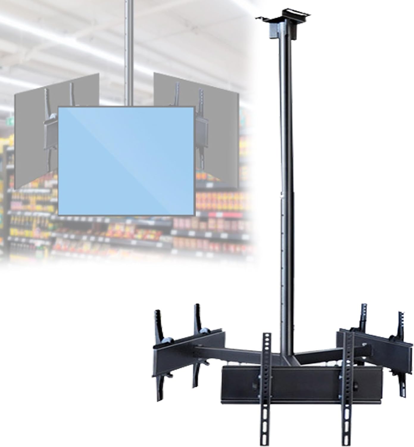 Ceiling TV Mount with 360° Rotation, Up/Down Angle and Height Adjustment for Flat Screen TVs