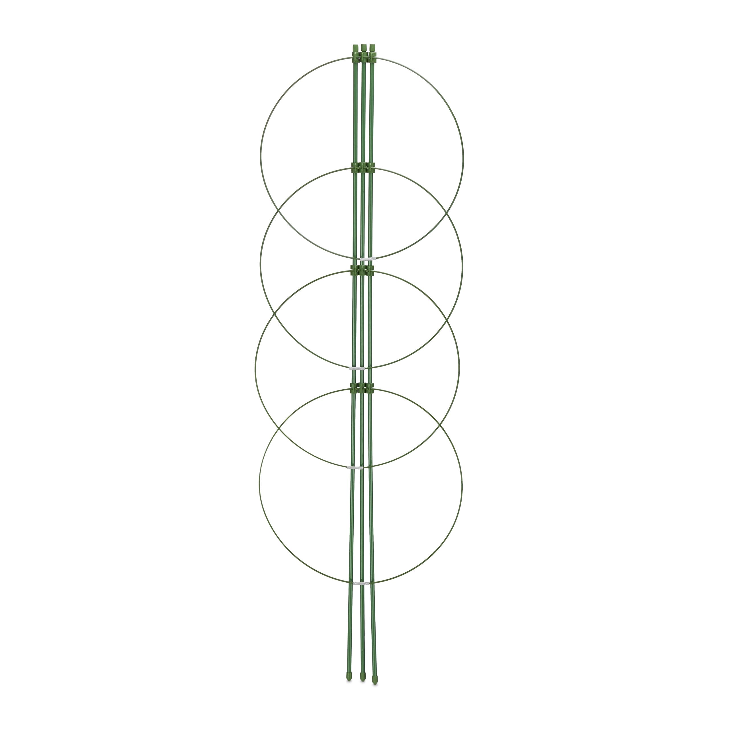 Lot De 10 Tuteurs à Tomates Relaxdays - 90 Cm, Anneaux Réglables - Vert