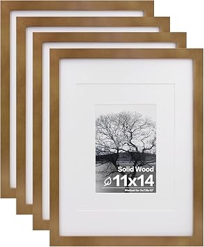 Egofine 11x14 Picture Frames 4 Pack Display Pictures 5x7/8x10 with Mat or 11x14 Without Mat Made ...